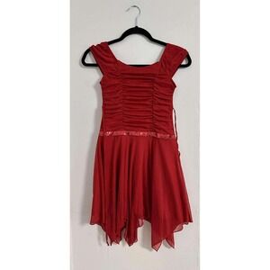 Dance Dress Red Sparkle Handkerchief Girls Size 8 Disorderly Kids